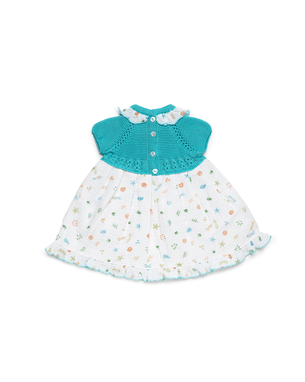 VESTIDO CUERPO DE PUNTO TELA MAR