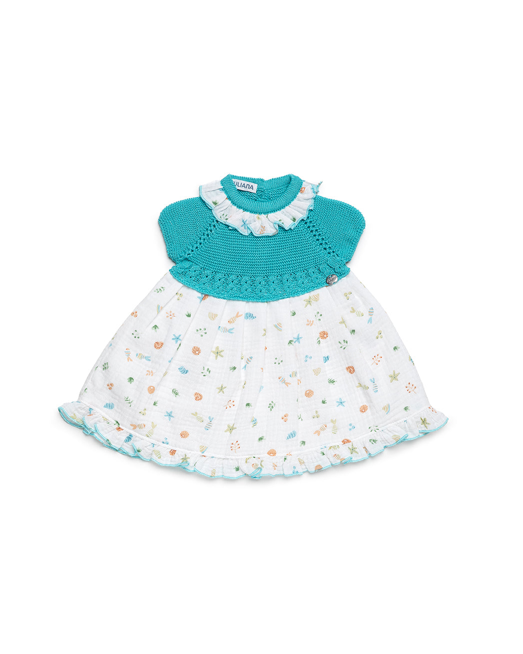 VESTIDO CUERPO DE PUNTO TELA MAR