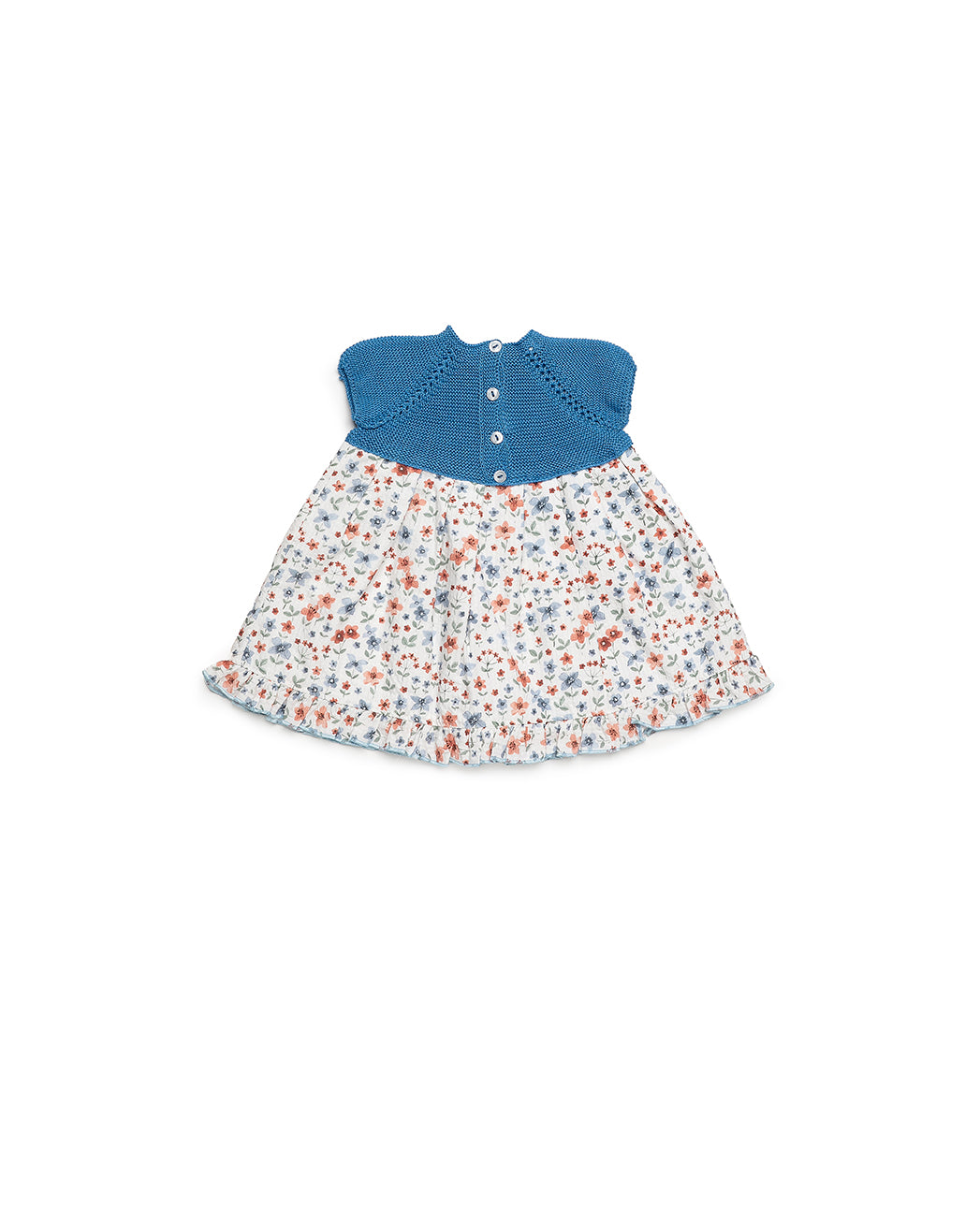 DRESS WITH KNITTED BODICE AND FLORAL FABRIC SKIRT 