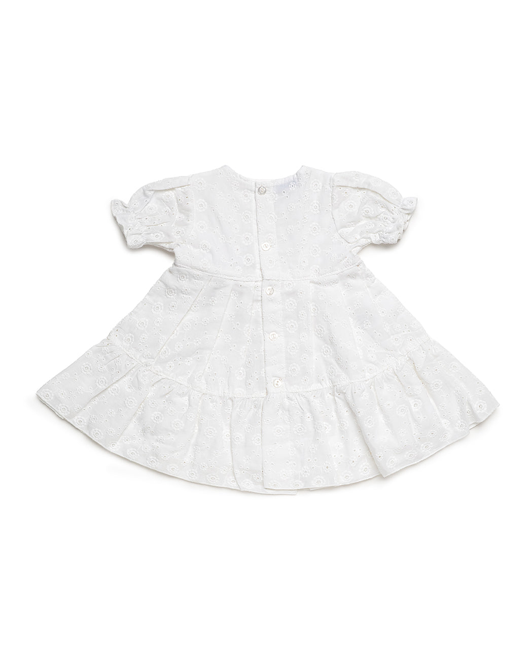 DRESS WITH TWO RUFFLED LAYERS IN LACE FABRIC 