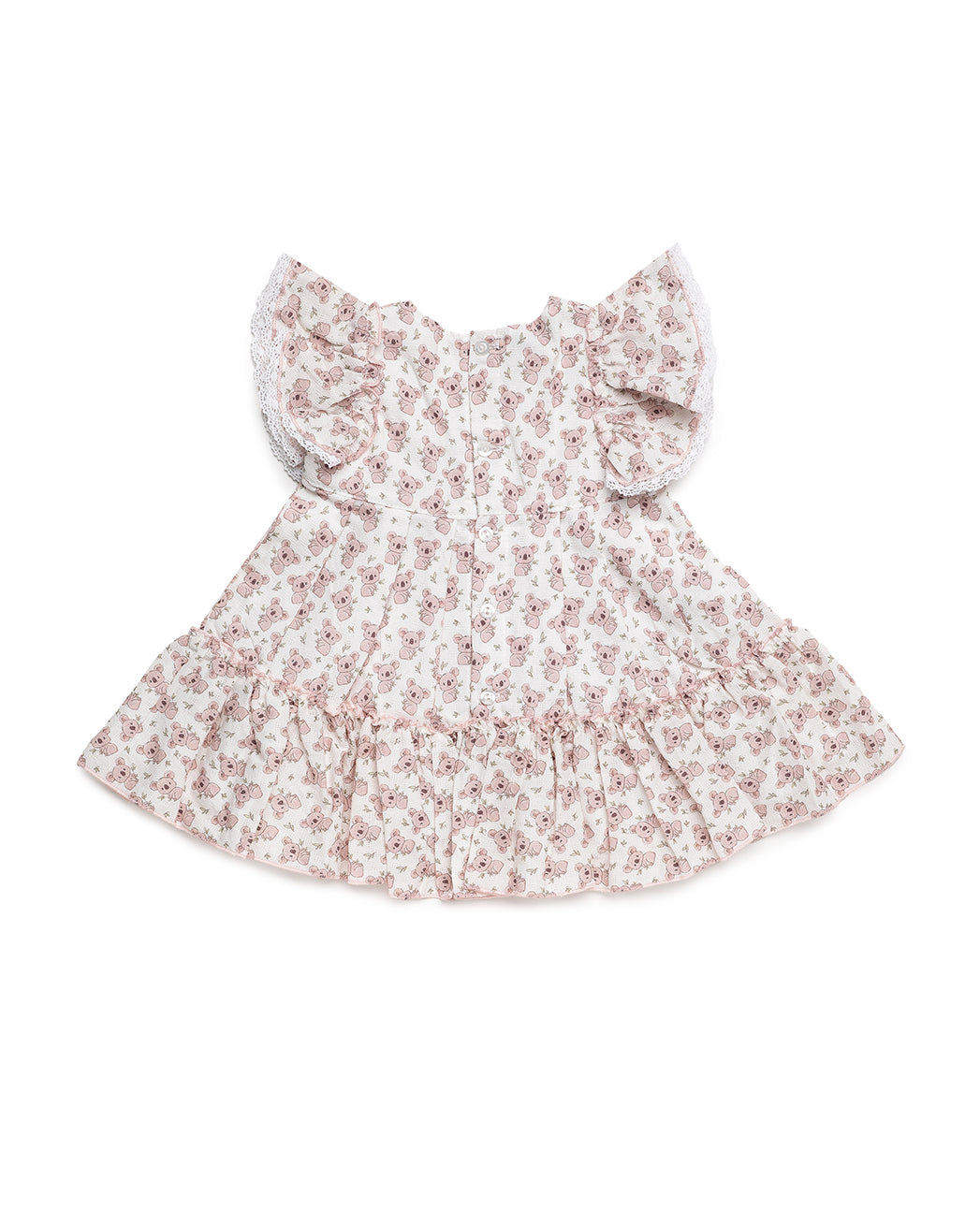 DRESS WITH TWO RUFFLED LAYERS IN KOALA PRINT FABRIC 