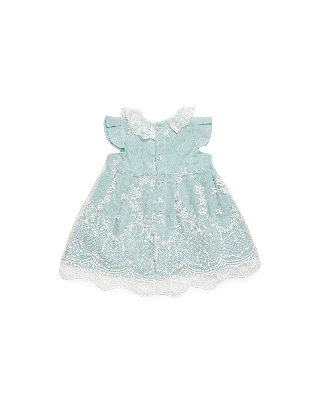 DRESS WITH WAIST SEAM AND TWO COLOR LACE 