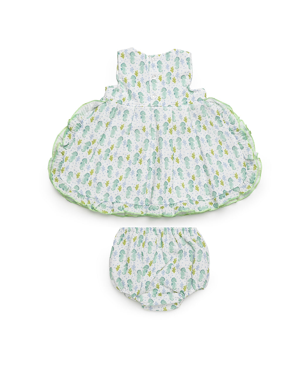 DRESS WITH SEAHORSE PRINT AND MATCHING BLOOMER
