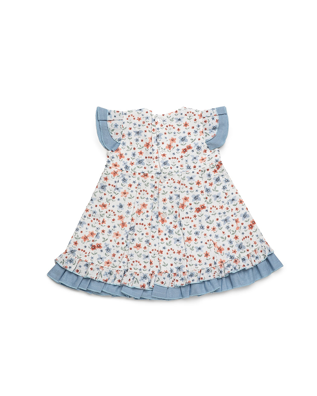 DRESS WITH WAIST SEAM AND DOUBLE RUFFLE SKIRT 