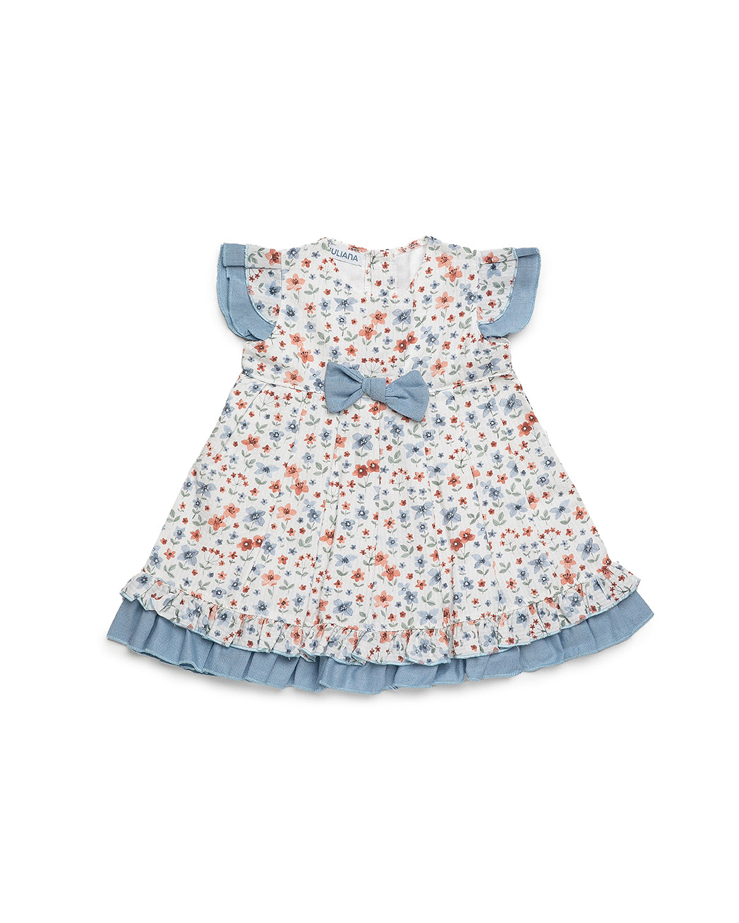 DRESS WITH WAIST SEAM AND DOUBLE RUFFLE SKIRT 