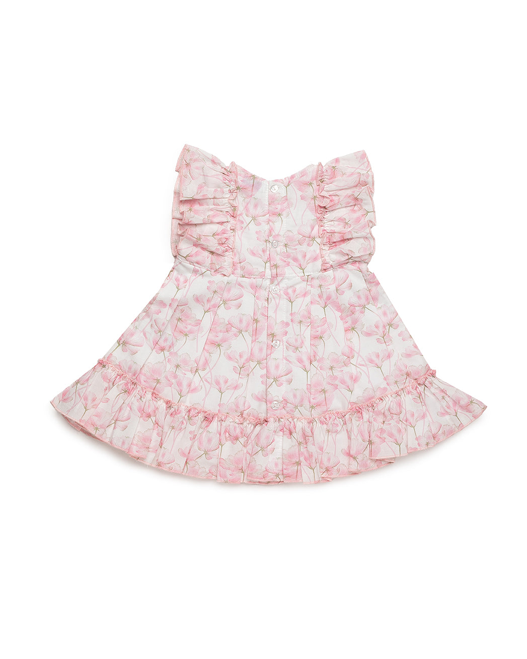 DRESS WITH WAIST SEAM AND LARGE FLORAL PRINT 