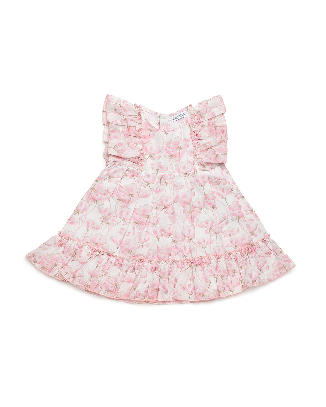 DRESS WITH WAIST SEAM AND LARGE FLORAL PRINT 