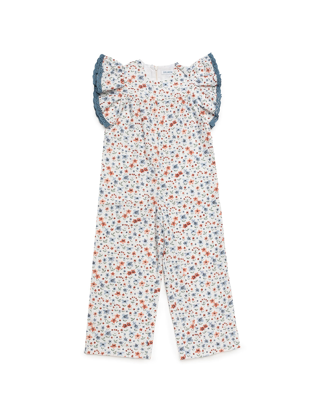 FLORAL JUMPSUIT WITH RUFFLED SHOULDERS 