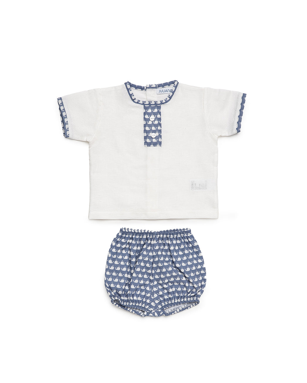 BOY'S SHORT-SLEEVE SHIRT SET WITH WHALE PRINT