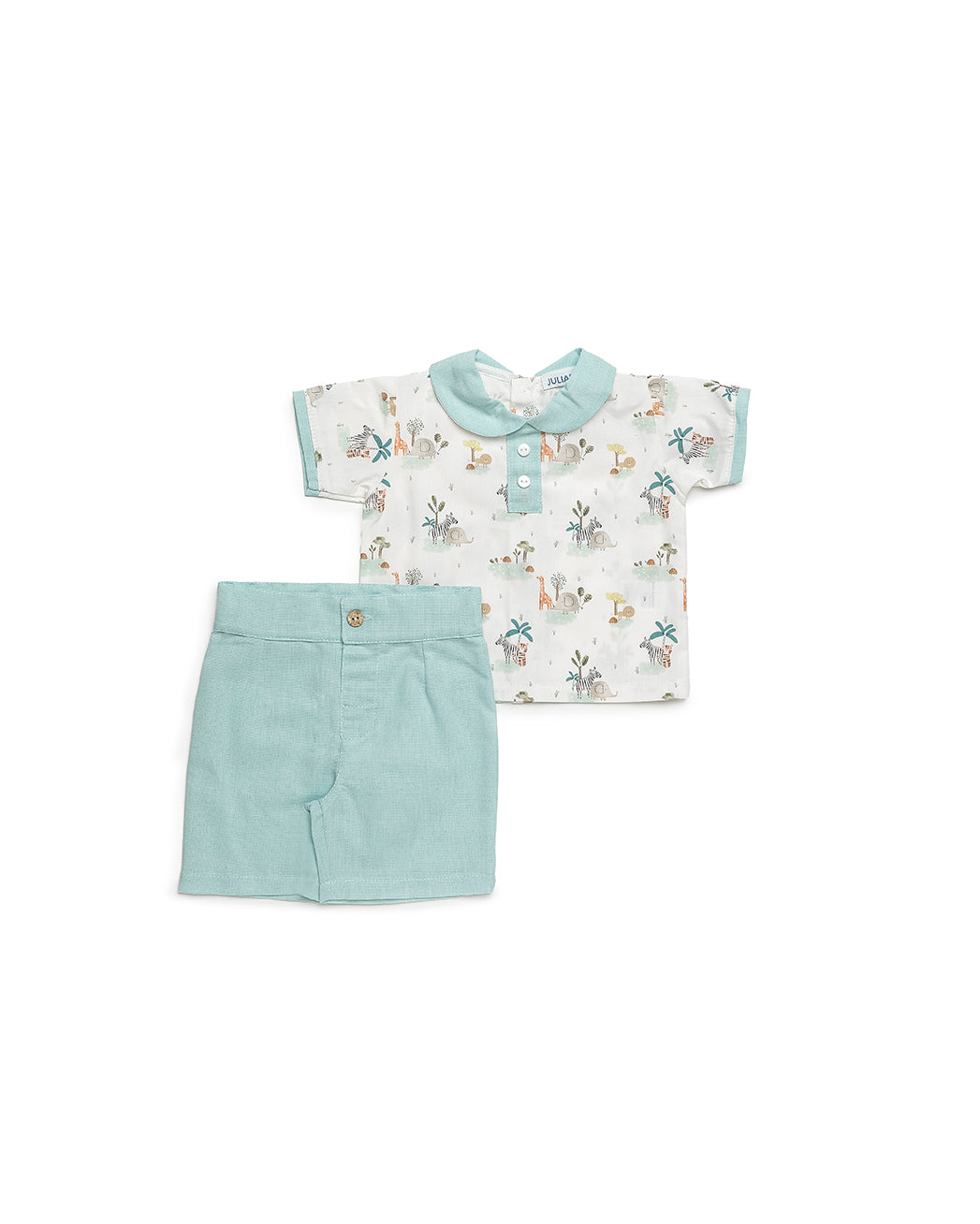 BOY'S SHORT-SLEEVE SHIRT SET WITH SAFARI PRINT 