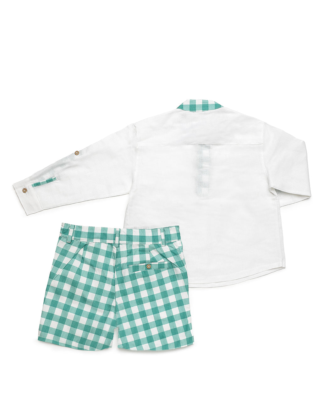 BOY'S LONG-SLEEVE CHECKERED SHIRT SET 