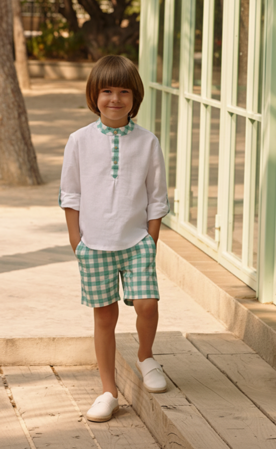 BOY'S LONG-SLEEVE CHECKERED SHIRT SET 