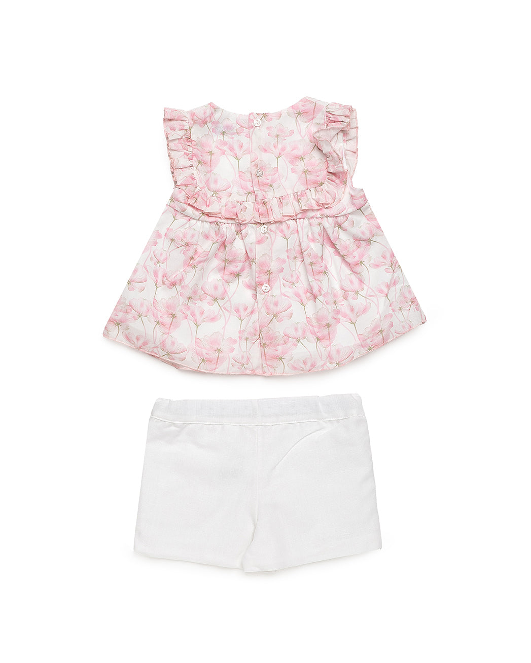 GIRL'S SHIRT AND SHORTS SET WITH LARGE FLORAL PRINT 