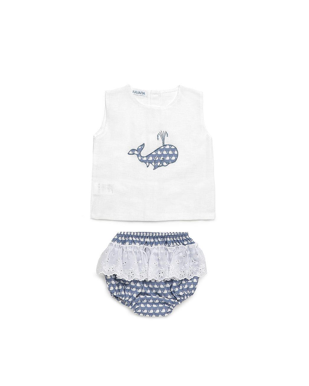 GIRL'S WHALE PRINT SHIRT SET 