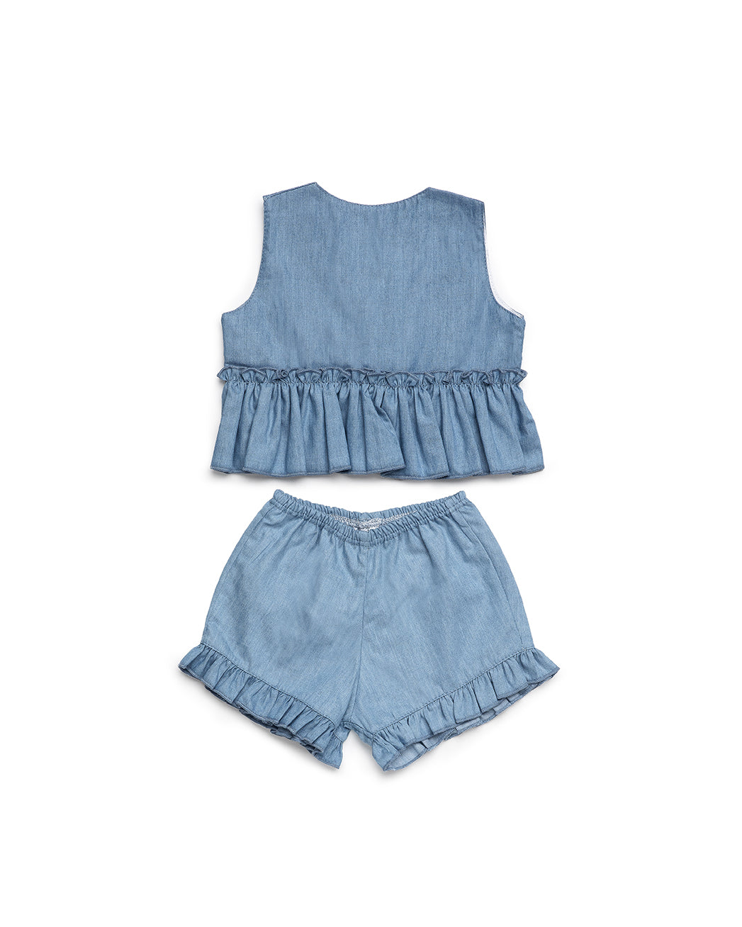 GIRL'S DENIM SHIRT AND SHORTS SET 