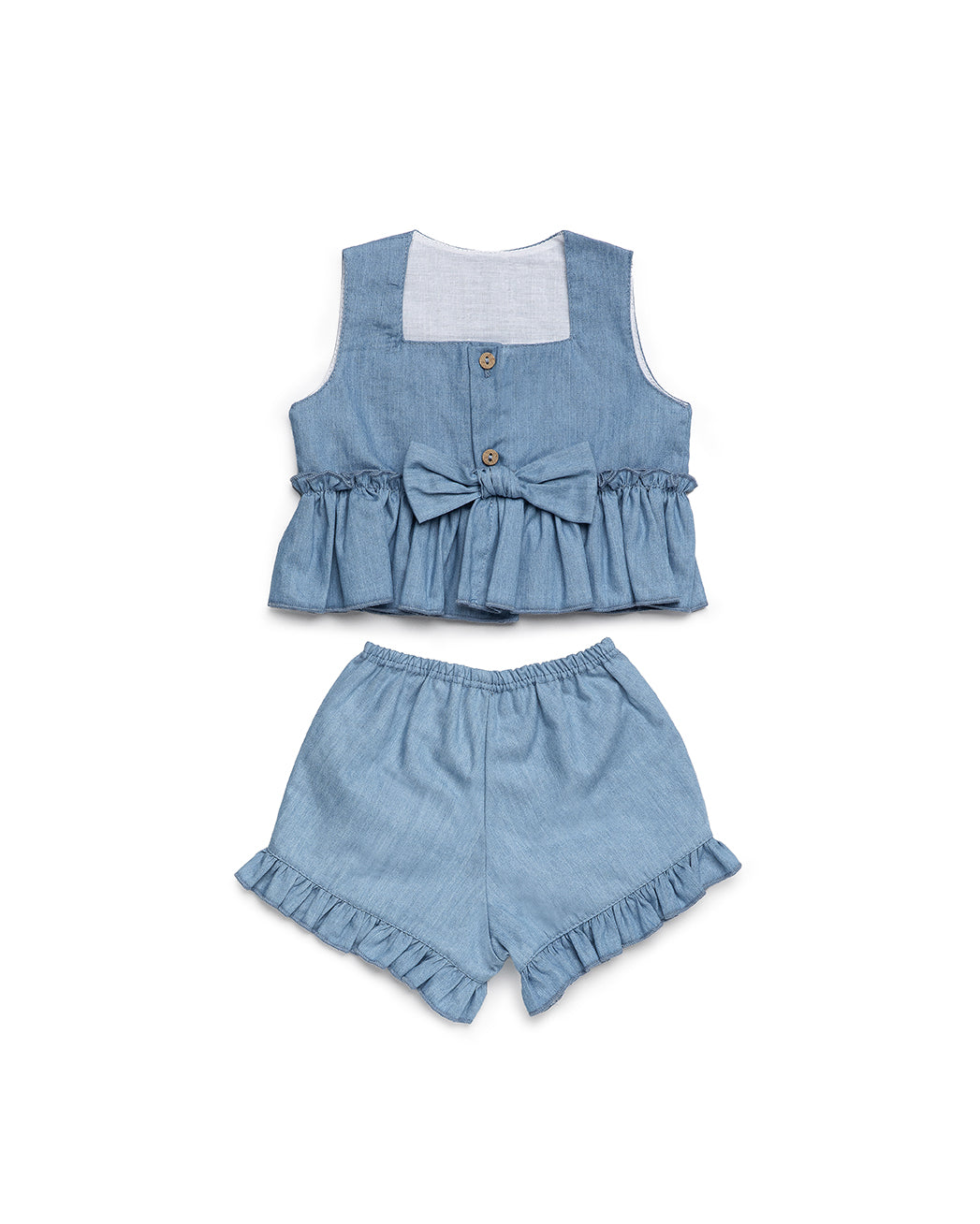 GIRL'S DENIM SHIRT AND SHORTS SET 