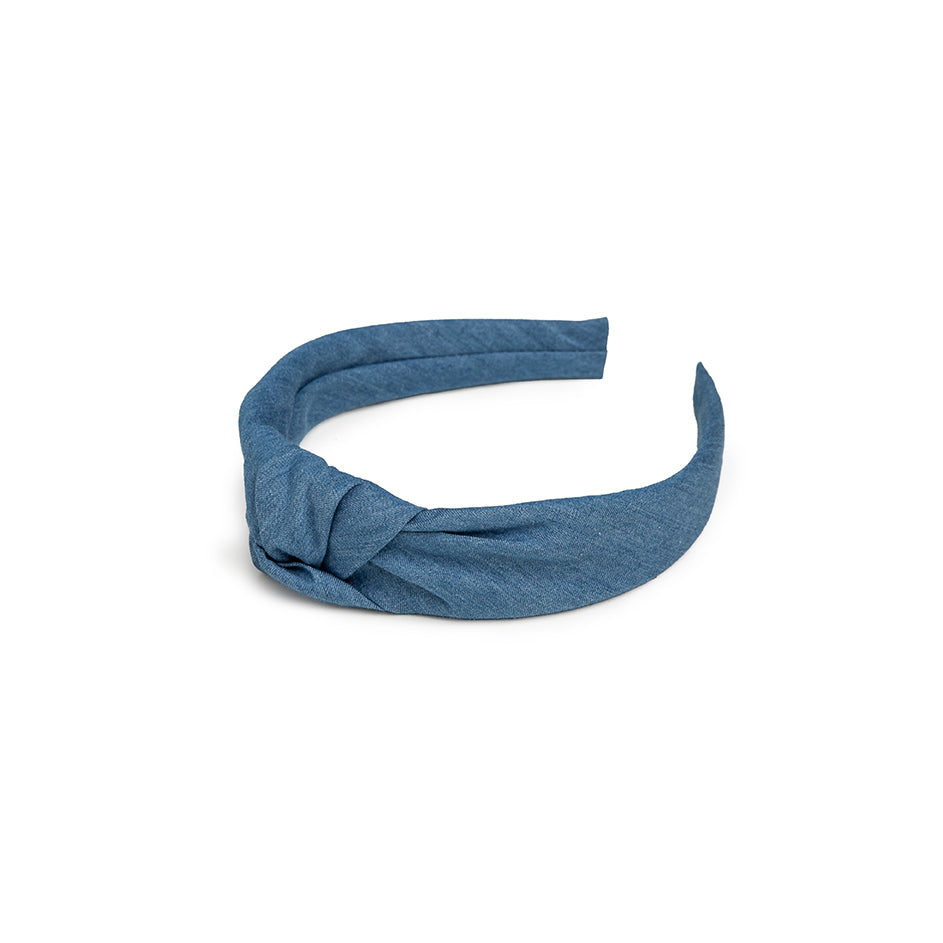 BABY HEADBAND IN DENIM FABRIC WITH TOP KNOT 