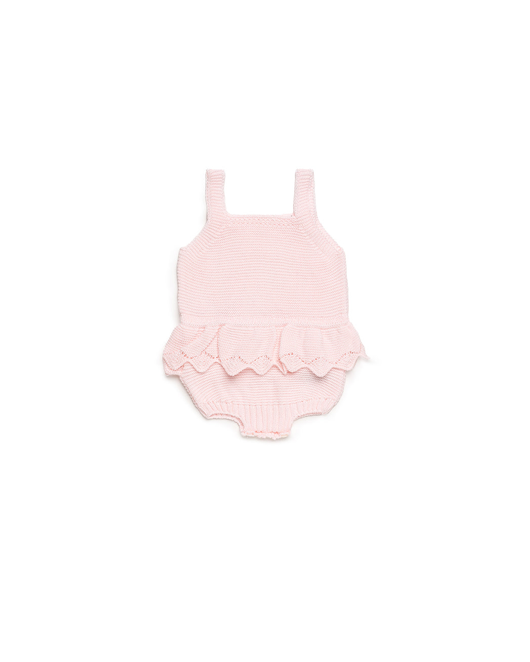 BABY KNITTED OVERALL WITH OPENWORK AND RUFFLE 