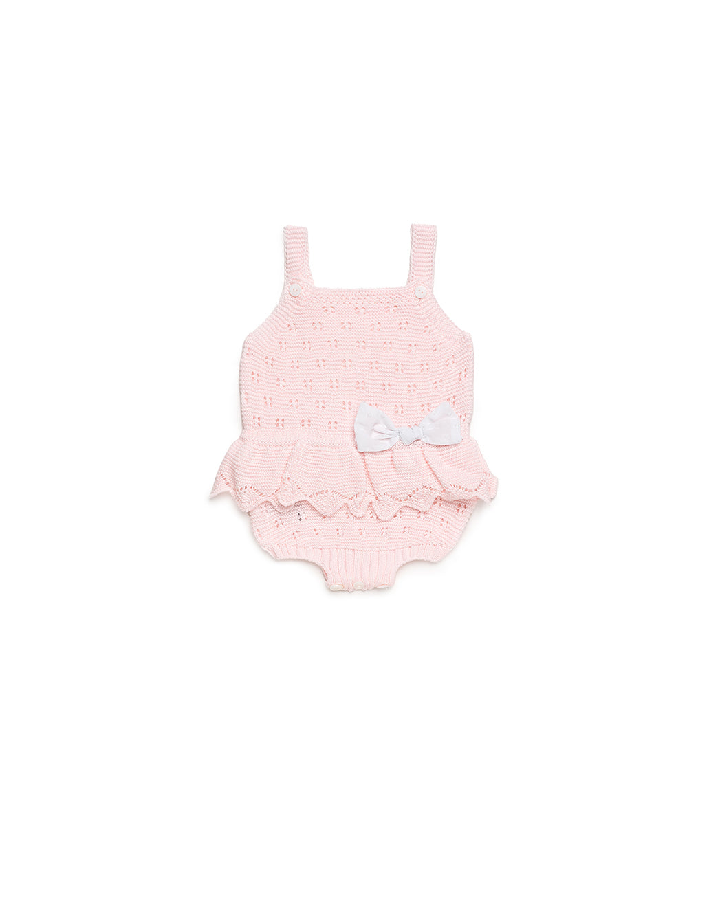 BABY KNITTED OVERALL WITH OPENWORK AND RUFFLE 
