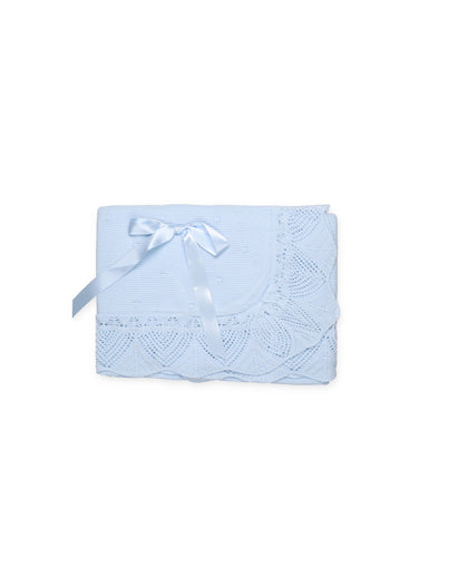 BABY SHAWL WITH BOBBLE DETAILS AND SCALLOPED RUFFLE 