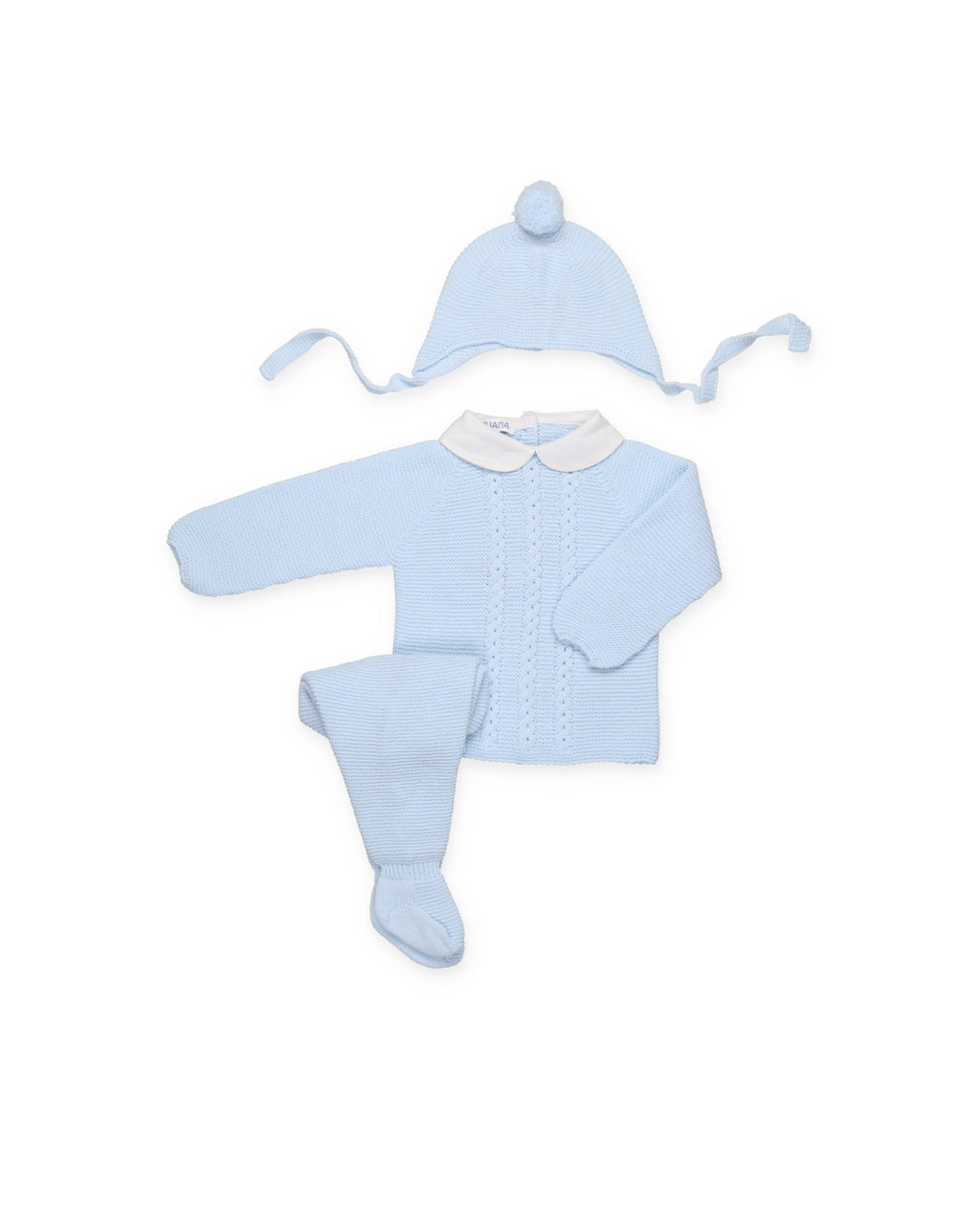 KNITTED 3-PIECE BABY SET WITH CENTRAL CABLE KNIT DETAIL 