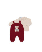 BABY KNITTED DUNGAREES WITH BEAR EMBROIDERY AND KNITTED JUMPER 