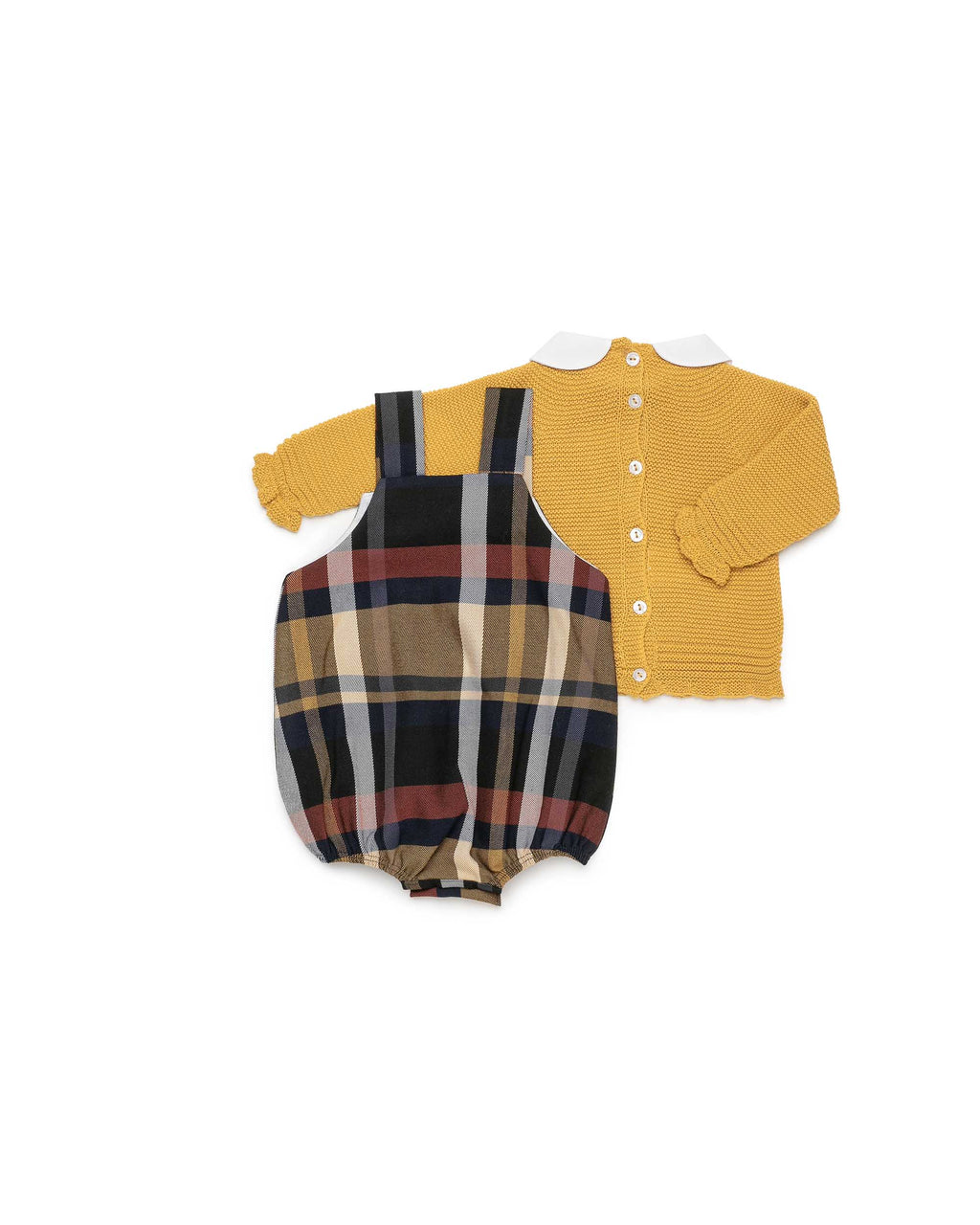 PETO TELA CUADROS CON JERSEY PUNTO