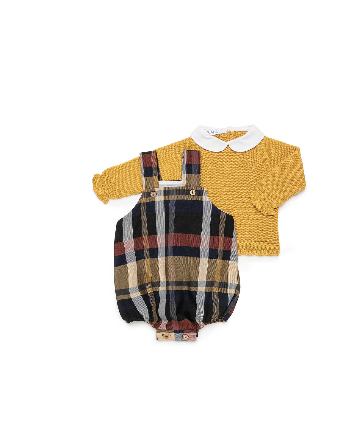 PETO TELA CUADROS CON JERSEY PUNTO