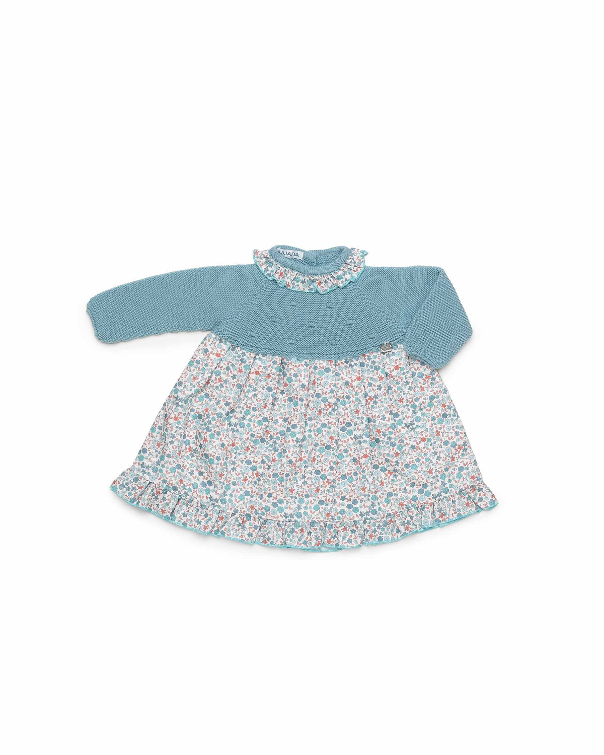 DRESS WITH KNITTED BODICE AND FLORAL FABRIC SKIRT 