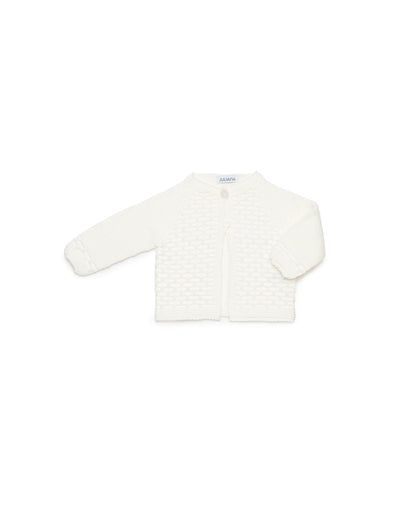 LONG KNITTED JACKET WITH OPENWORK STRIPES 
