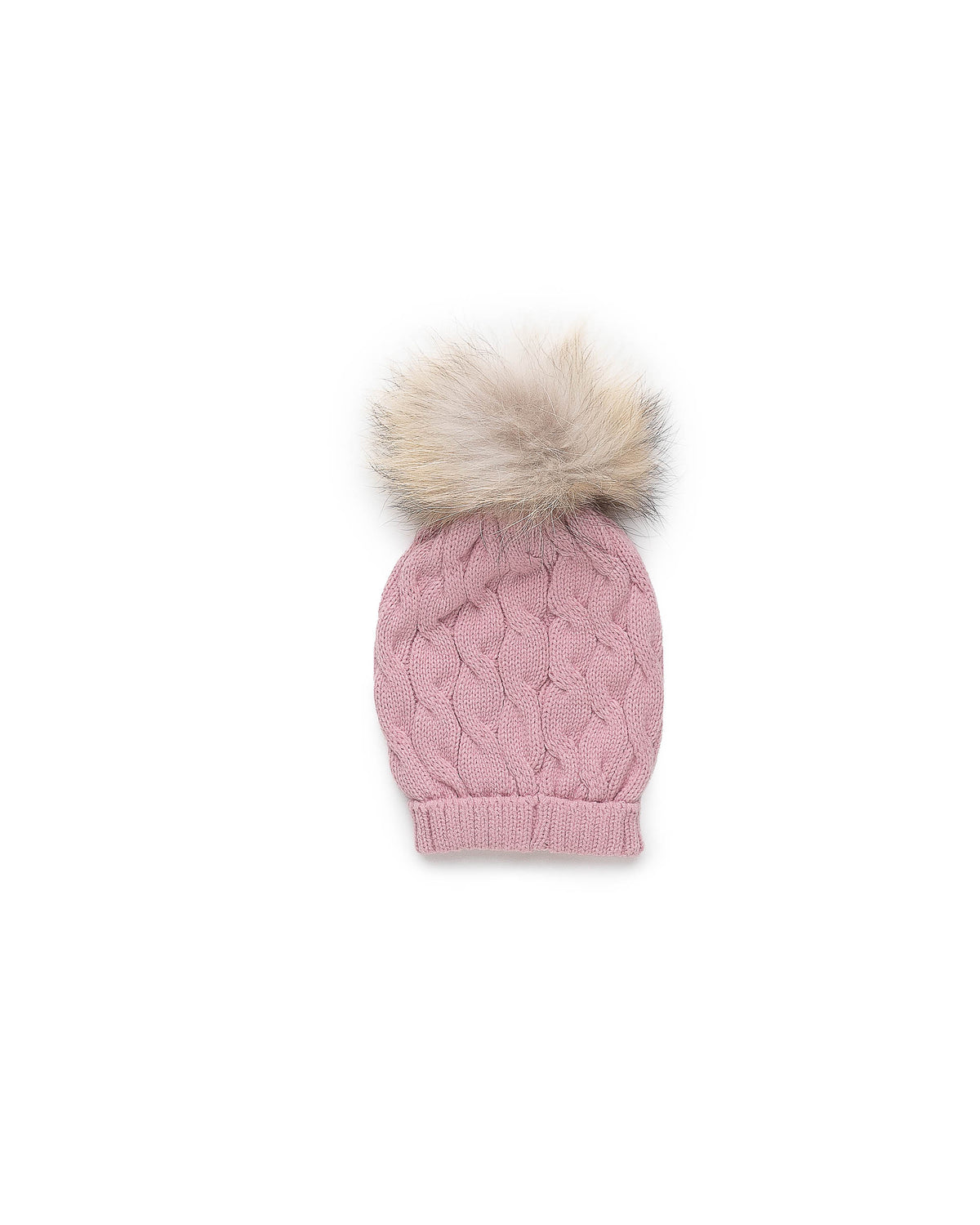 BRAIDED HAT WITH FUR POMPON 