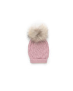 BRAIDED HAT WITH FUR POMPON 