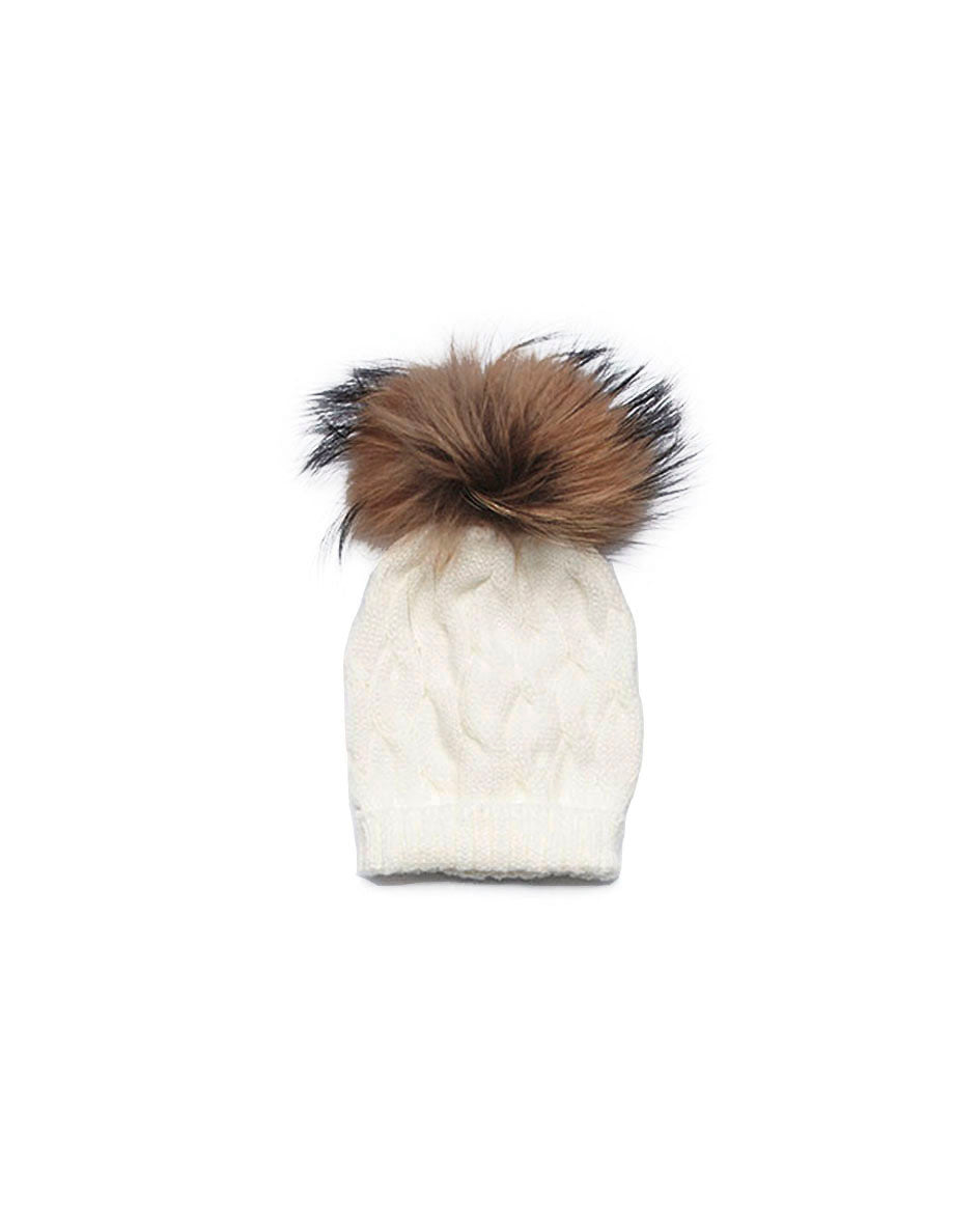 GORRO SUELTO TRENZA POMPON PELO