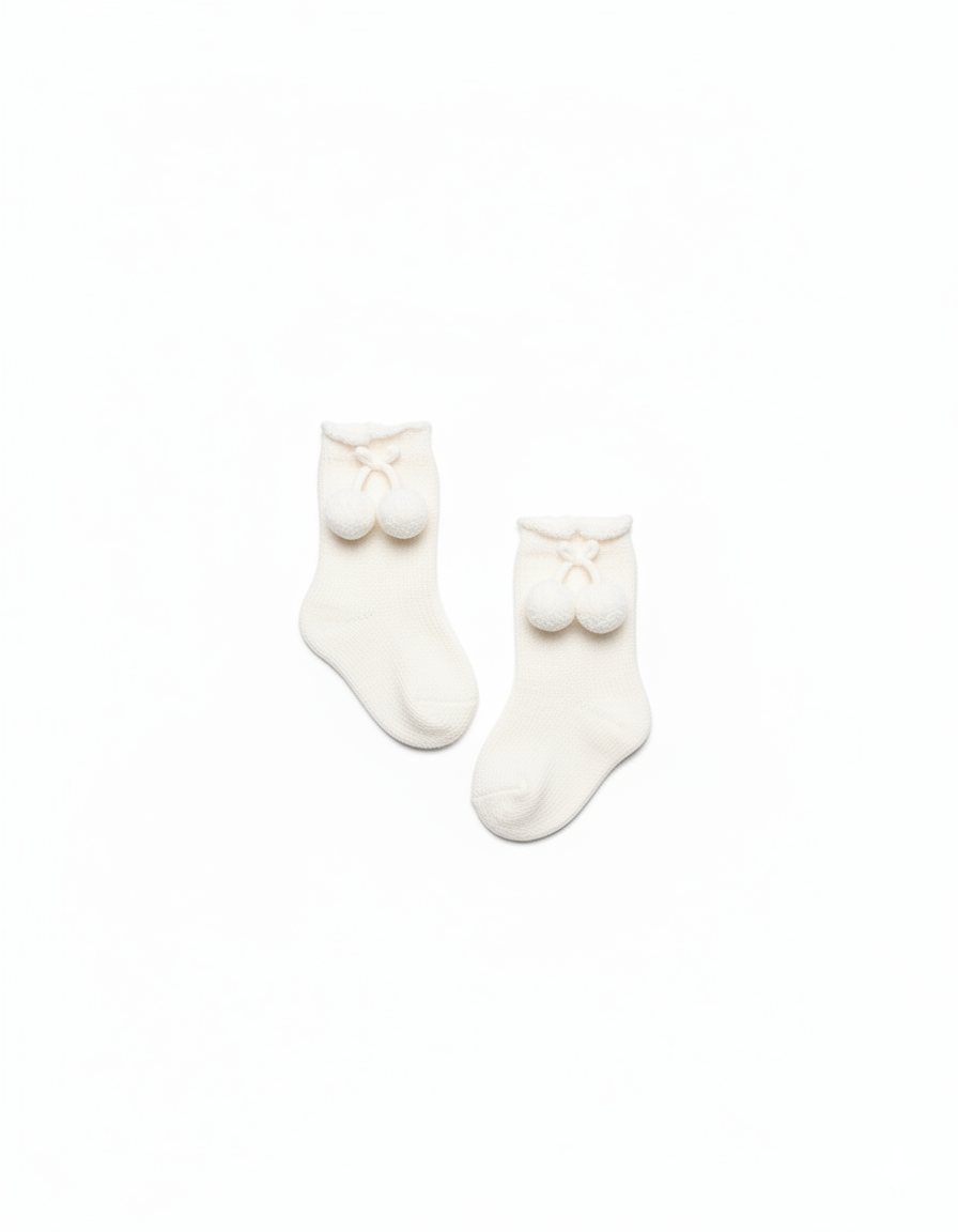KNITTED SOCKS WITH POMPONS 