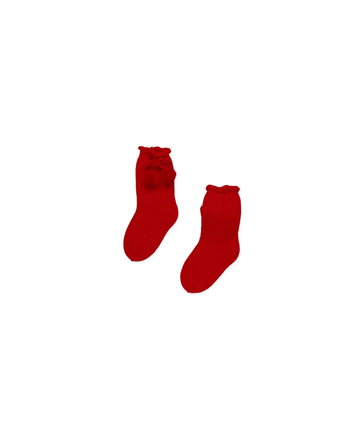 KNITTED SOCKS WITH POMPONS 