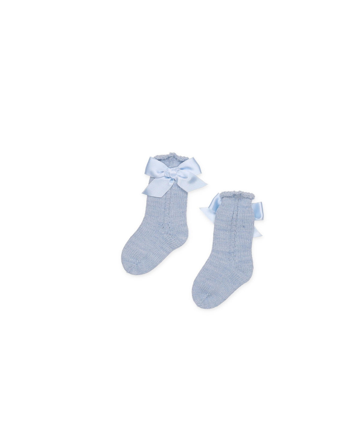 KNITTED SOCKS WITH OPENWORK DETAILS AND BOWS 