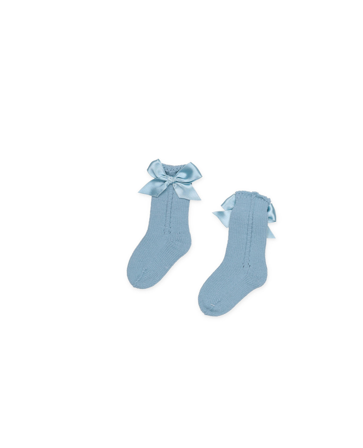 KNITTED SOCKS WITH OPENWORK DETAILS AND BOWS 