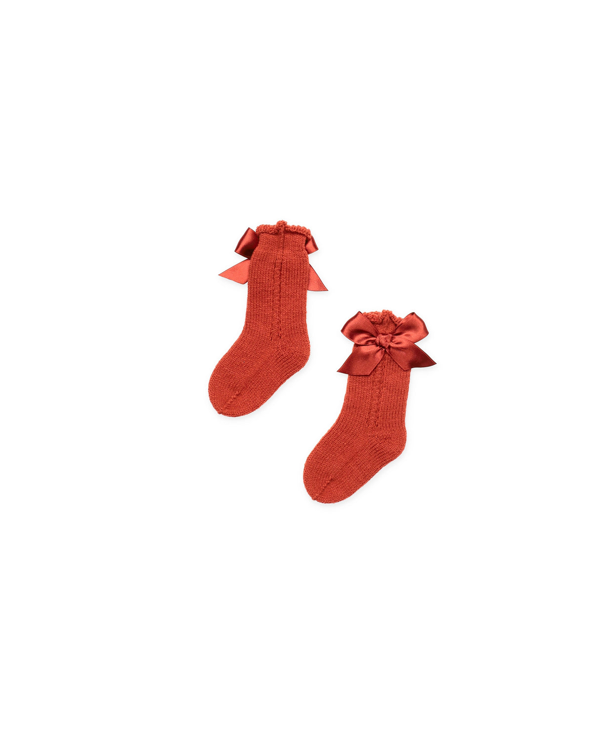 KNITTED SOCKS WITH OPENWORK DETAILS AND BOWS 