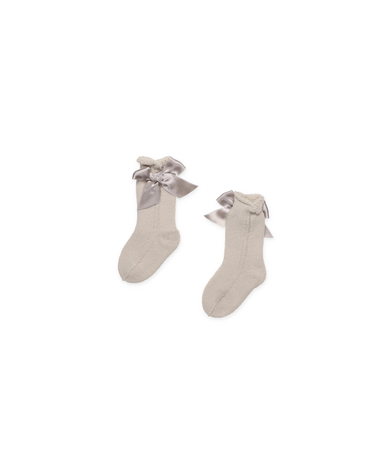 KNITTED SOCKS WITH OPENWORK DETAILS AND BOWS 