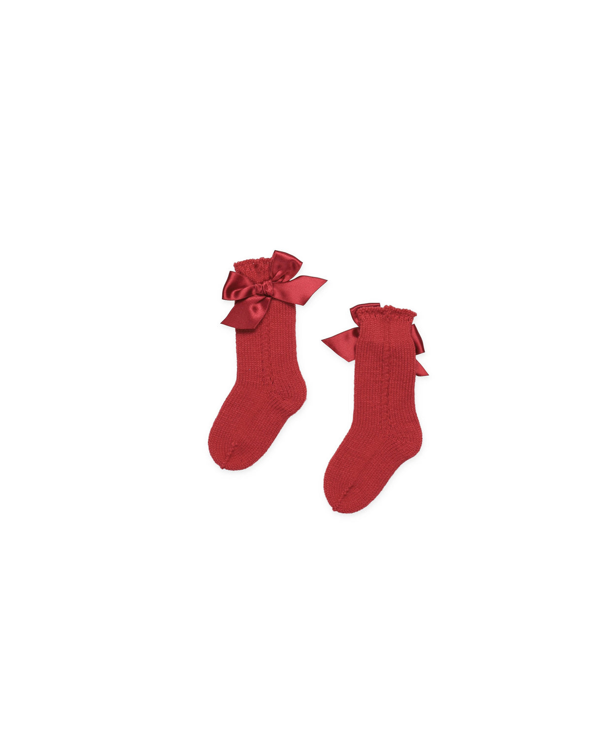 KNITTED SOCKS WITH OPENWORK DETAILS AND BOWS 
