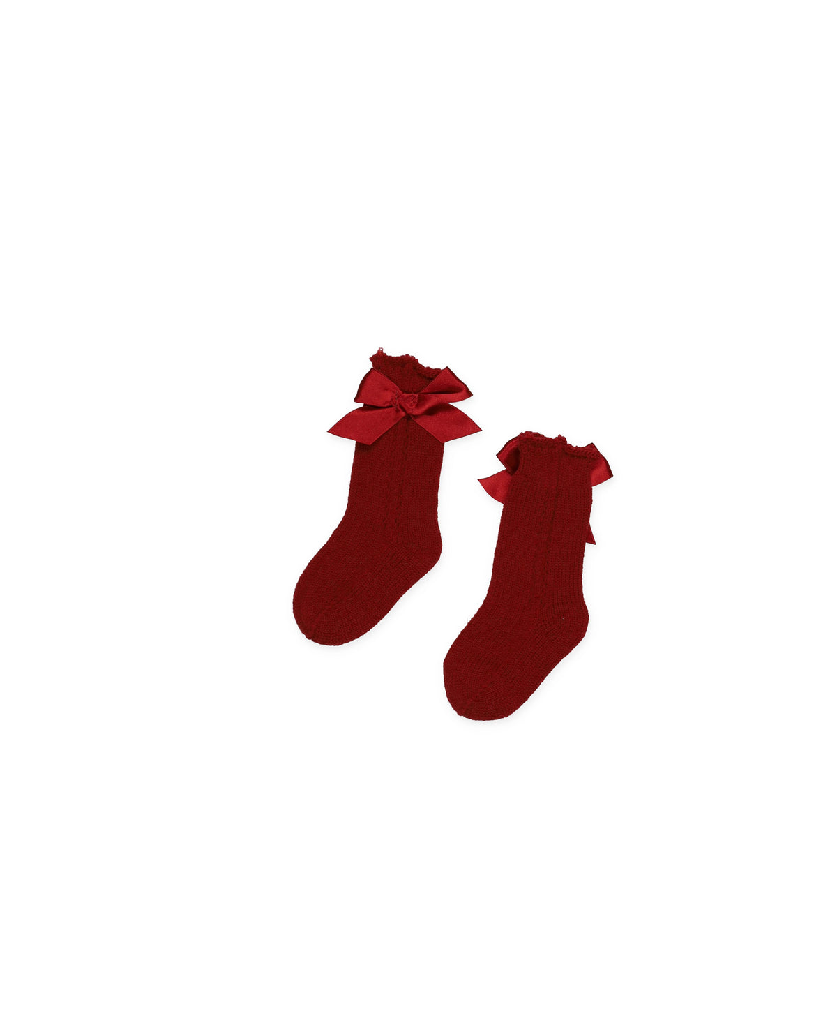 KNITTED SOCKS WITH OPENWORK DETAILS AND BOWS 