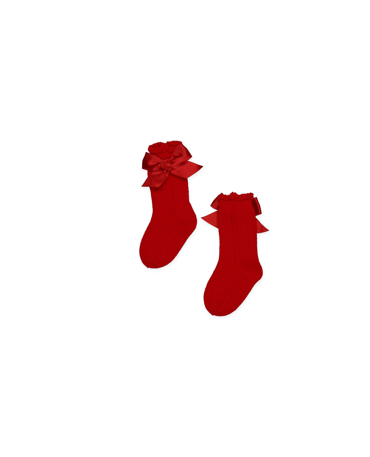 KNITTED SOCKS WITH OPENWORK DETAILS AND BOWS 