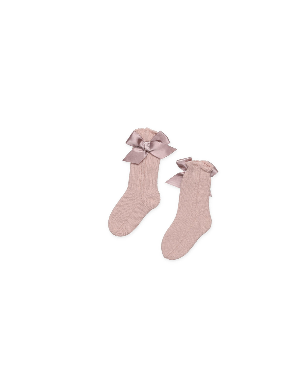 KNITTED SOCKS WITH OPENWORK DETAILS AND BOWS 