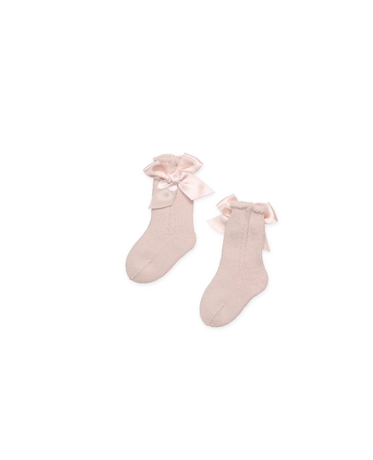 KNITTED SOCKS WITH OPENWORK DETAILS AND BOWS 