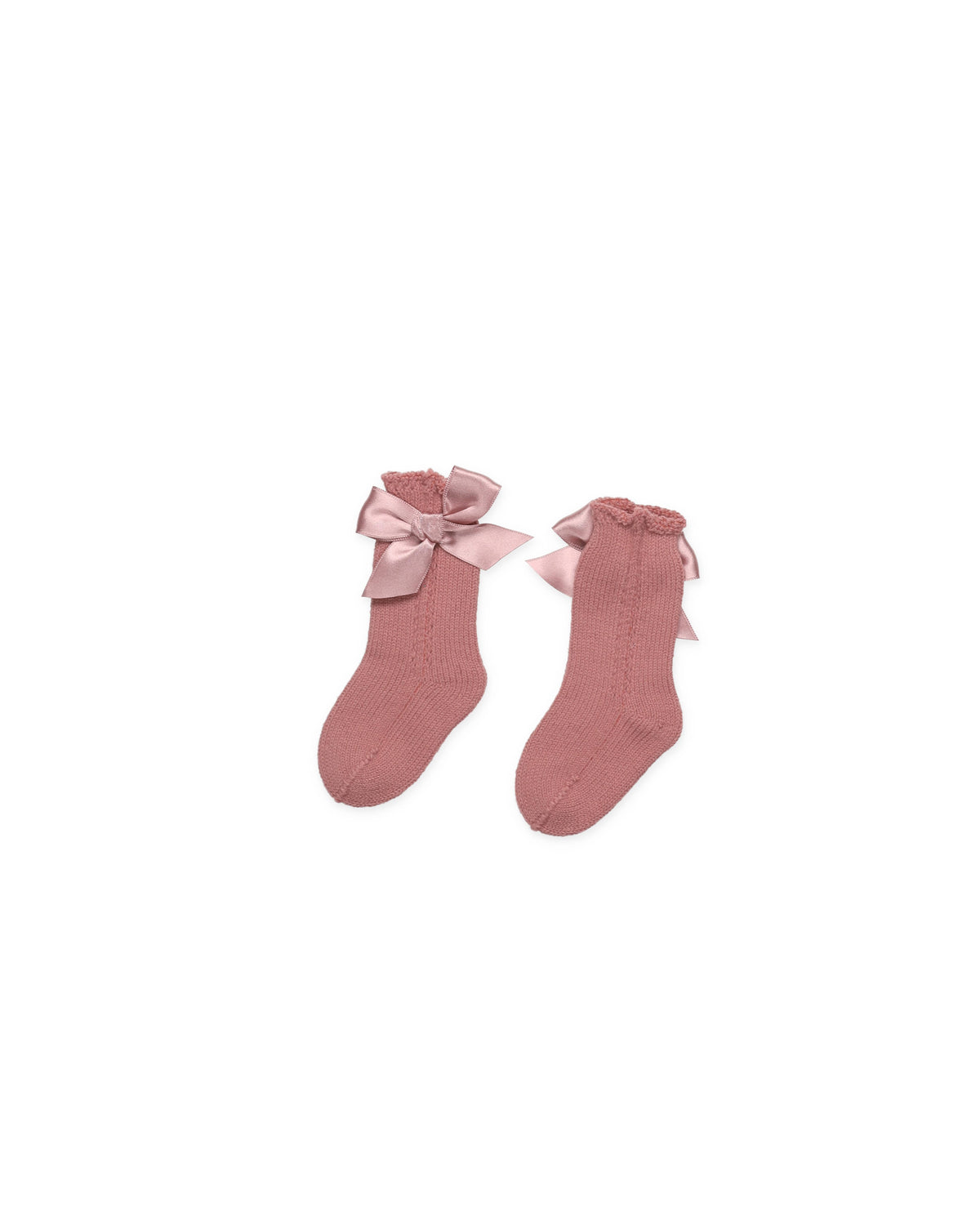 KNITTED SOCKS WITH OPENWORK DETAILS AND BOWS 