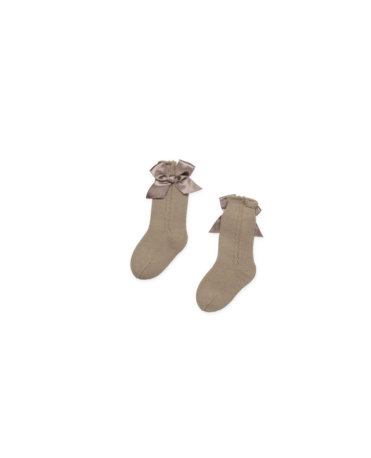 KNITTED SOCKS WITH OPENWORK DETAILS AND BOWS 