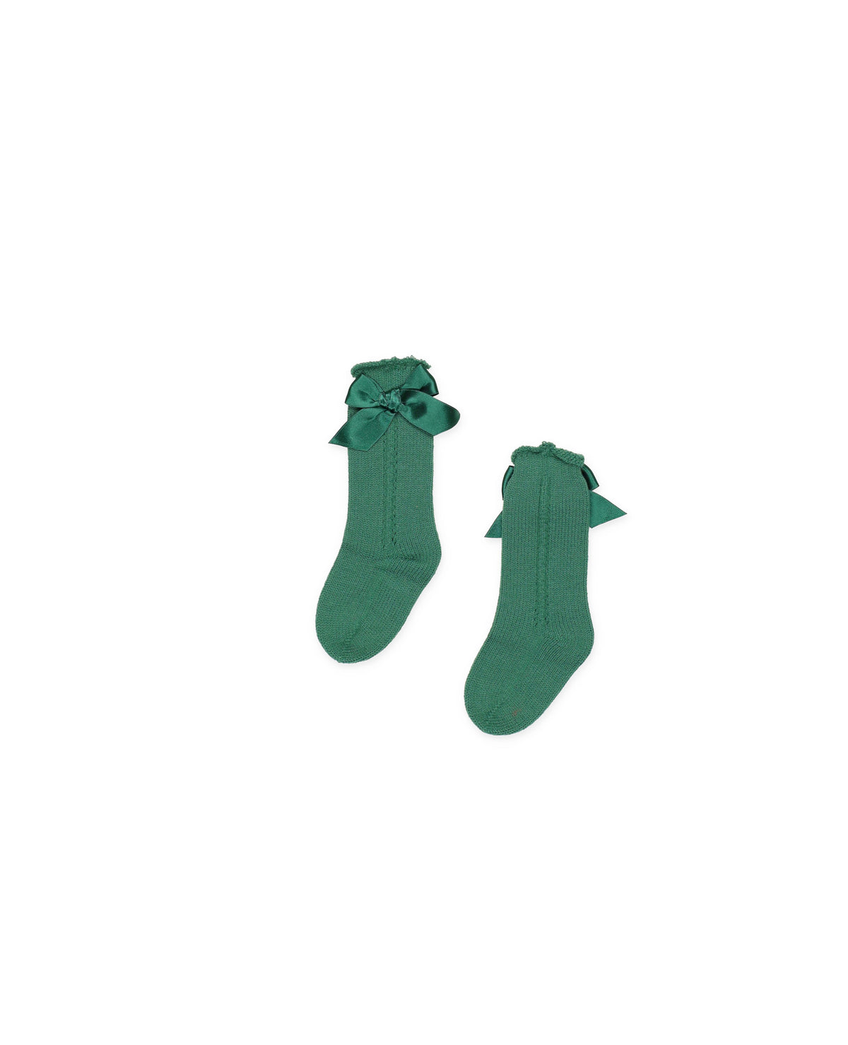 KNITTED SOCKS WITH OPENWORK DETAILS AND BOWS 