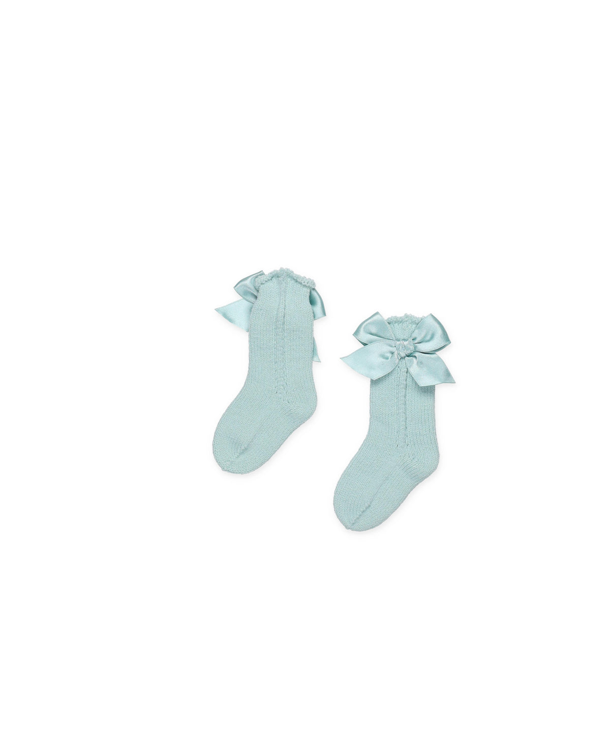 KNITTED SOCKS WITH OPENWORK DETAILS AND BOWS 