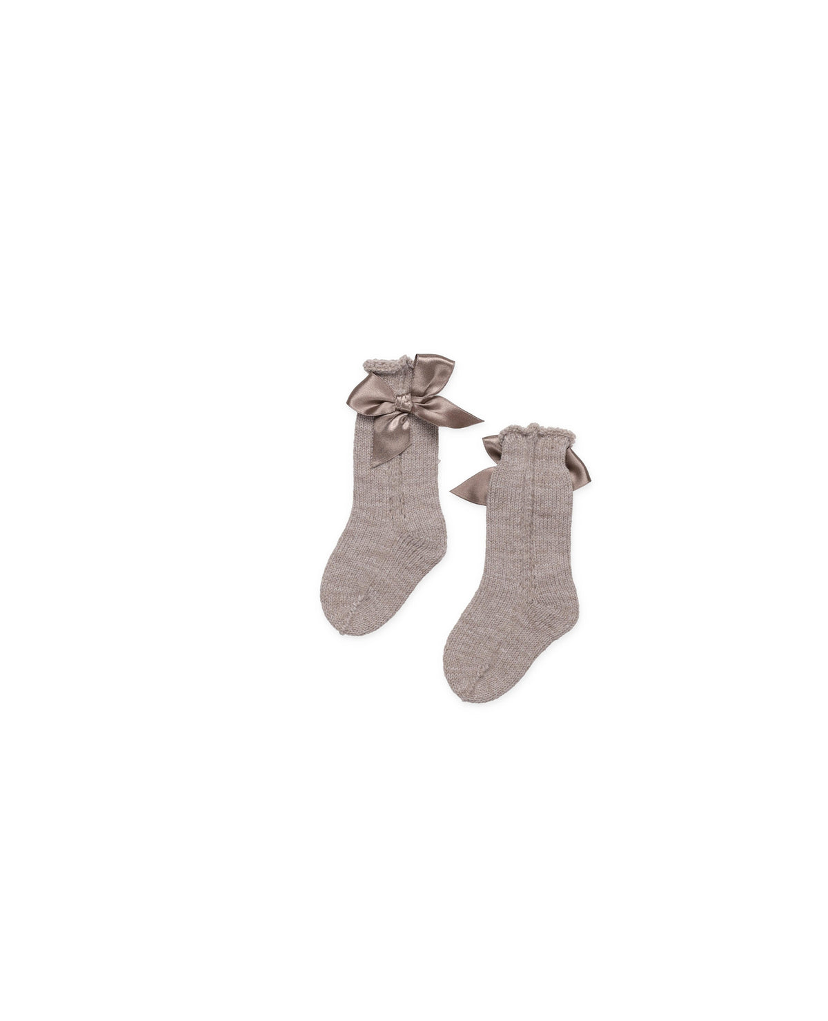 KNITTED SOCKS WITH OPENWORK DETAILS AND BOWS 