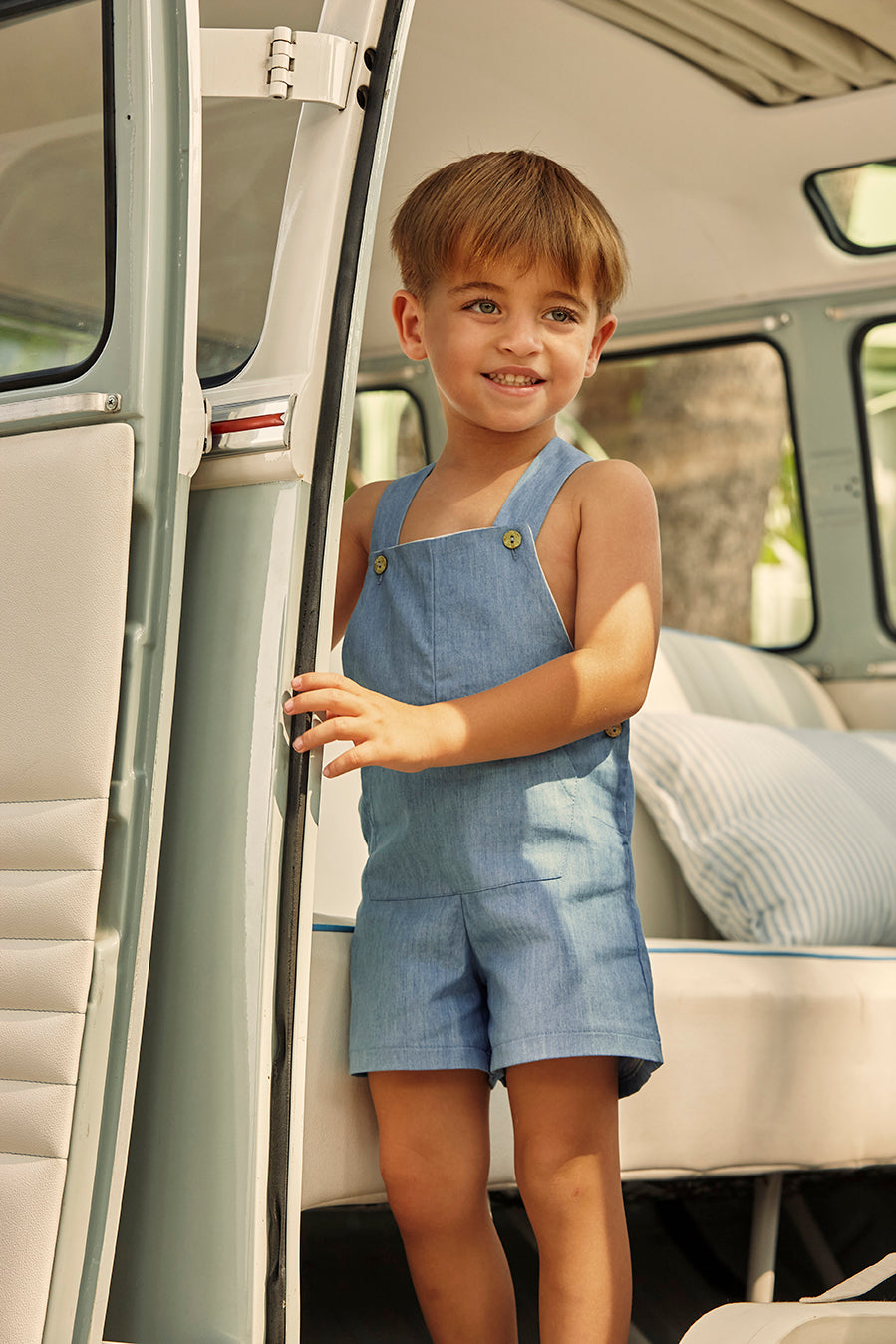 DENIM DUNGAREES WITH FRONT POCKET 